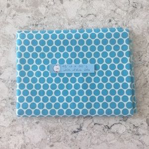 42” Wide by 30” Long White Fabric with Blue Dots